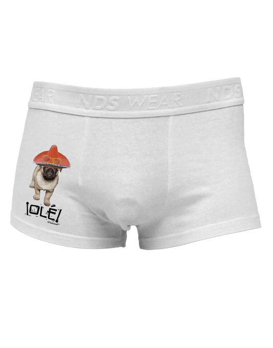 Pug Dog with Pink Sombrero - Ole Side Printed Mens Trunk Underwear by TooLoud-Mens Trunk Underwear-NDS Wear-White-Small-Davson Sales