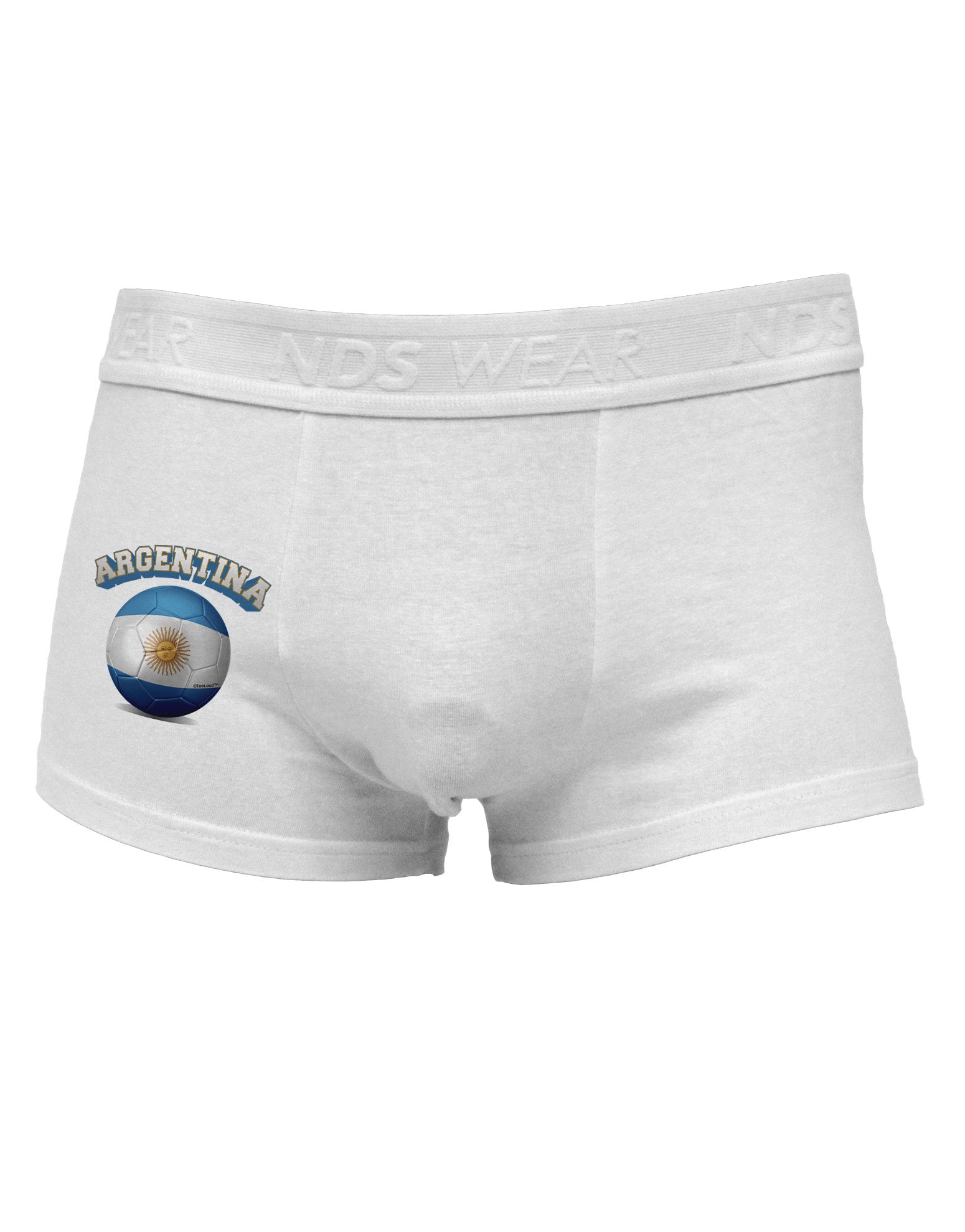 Soccer Ball Flag - Argentina Side Printed Mens Trunk Underwear-Mens Trunk Underwear-NDS Wear-White-Small-Davson Sales