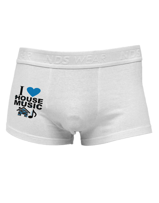 I Love House Blue Side Printed Mens Trunk Underwear-Mens Trunk Underwear-NDS Wear-White-Small-Davson Sales