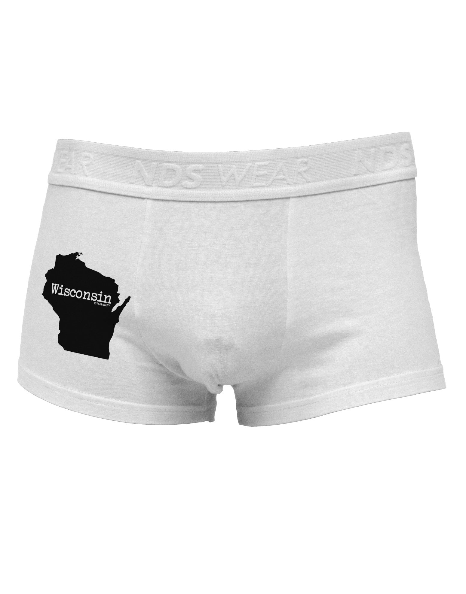 Wisconsin - United States Shape Side Printed Mens Trunk Underwear-Mens Trunk Underwear-NDS Wear-White-Small-Davson Sales