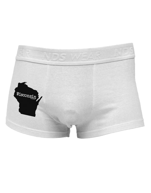 Wisconsin - United States Shape Side Printed Mens Trunk Underwear-Mens Trunk Underwear-NDS Wear-White-Small-Davson Sales