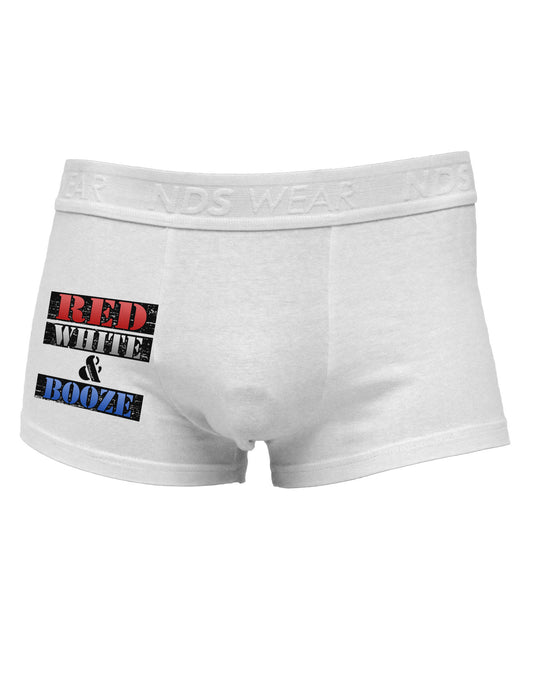 Red White & Booze Side Printed Mens Trunk Underwear-Mens Trunk Underwear-NDS Wear-White-Small-Davson Sales