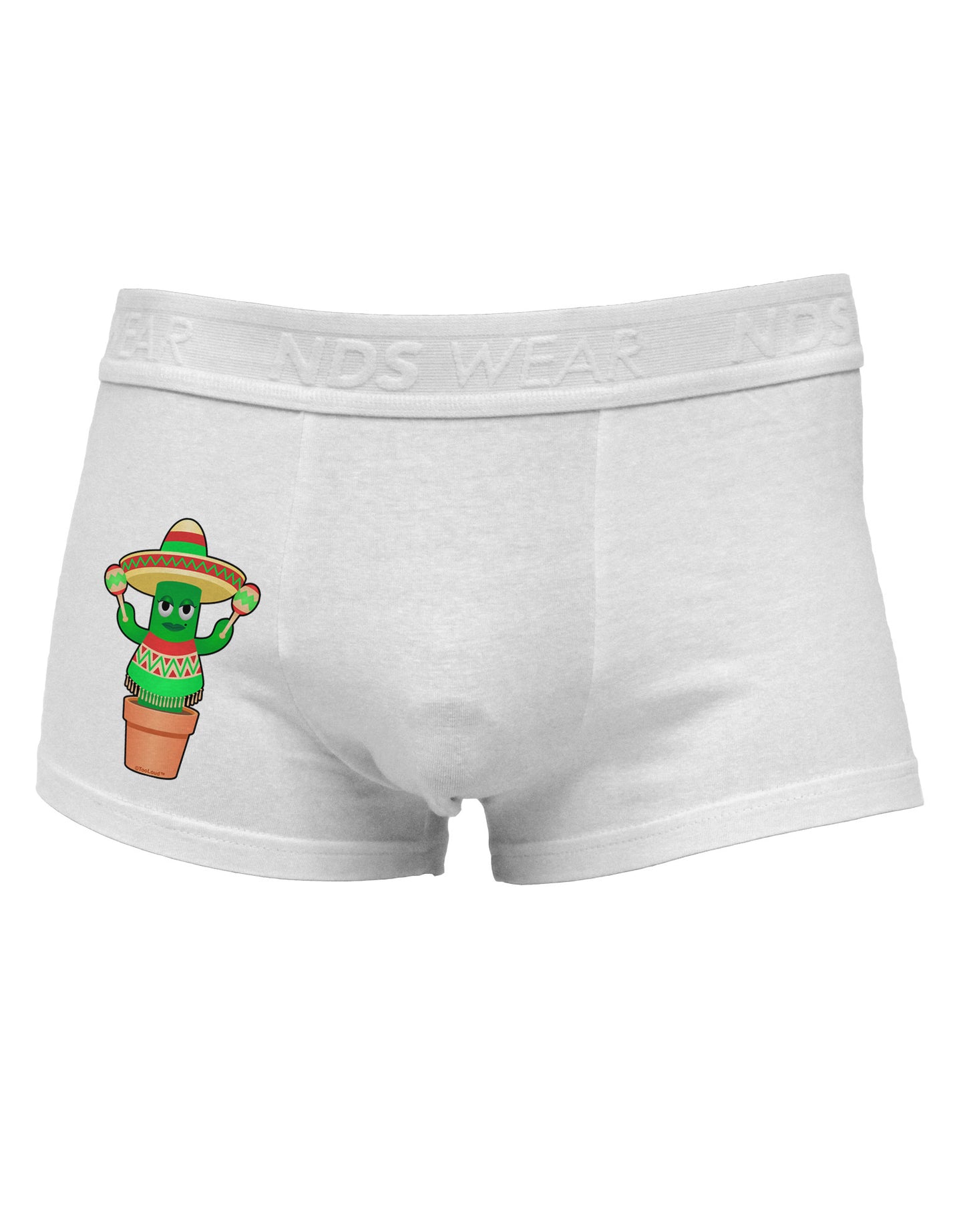 Fiesta Cactus Poncho Side Printed Mens Trunk Underwear-Mens Trunk Underwear-NDS Wear-White-Small-Davson Sales