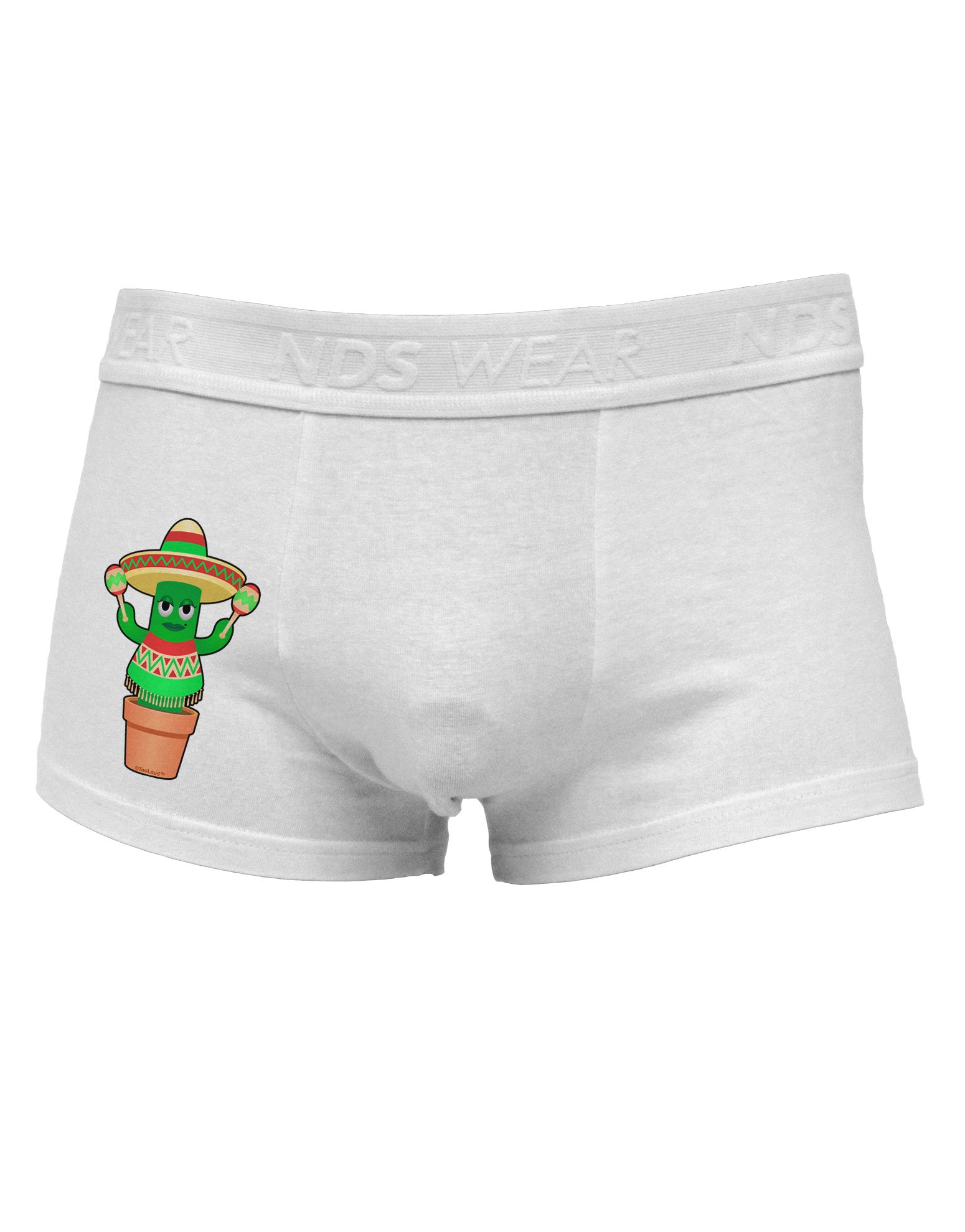 Fiesta Cactus Poncho Side Printed Mens Trunk Underwear-Mens Trunk Underwear-NDS Wear-White-Small-Davson Sales