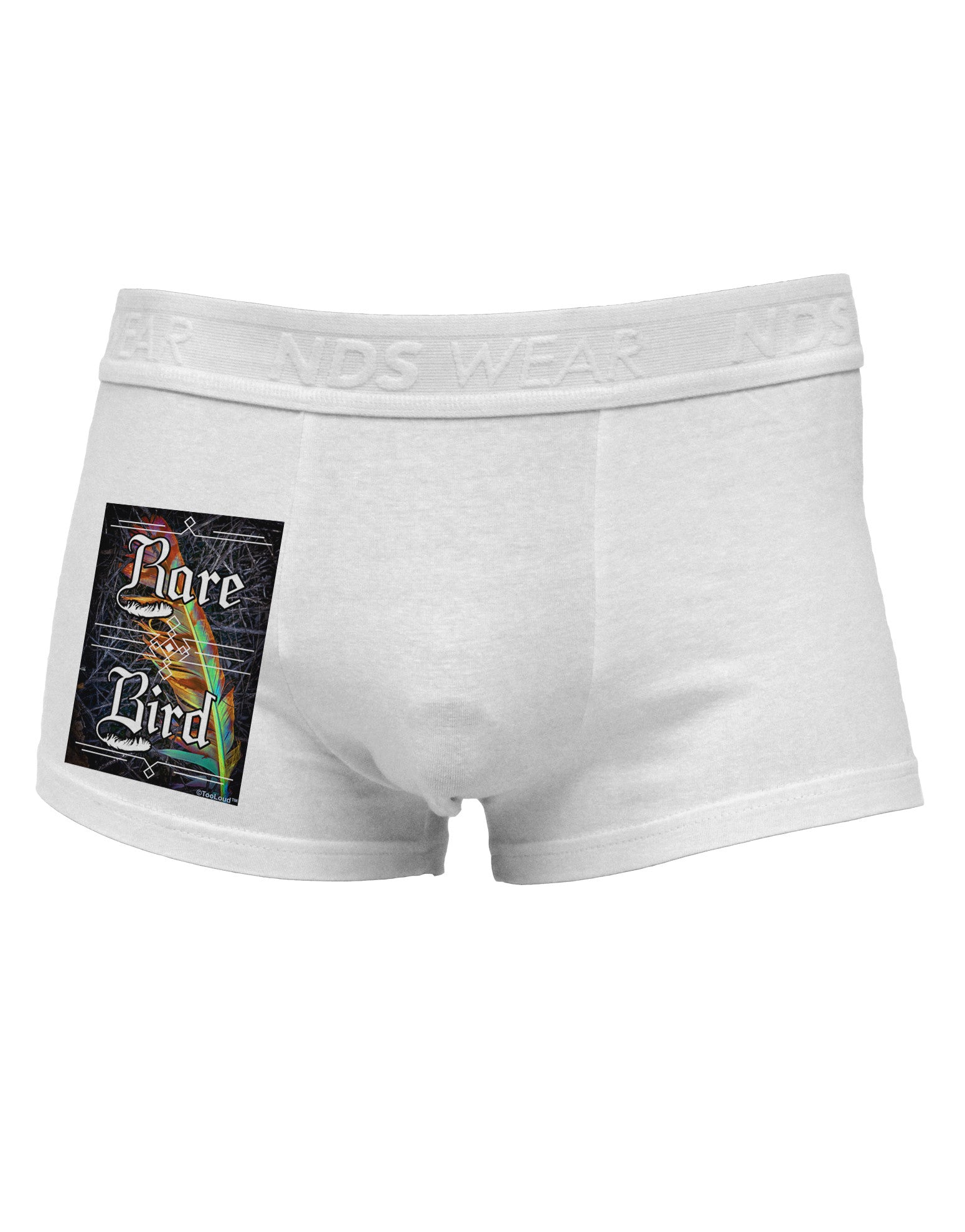 Rare Bird - Colorful Feather Side Printed Mens Trunk Underwear-Mens Trunk Underwear-NDS Wear-White-Small-Davson Sales
