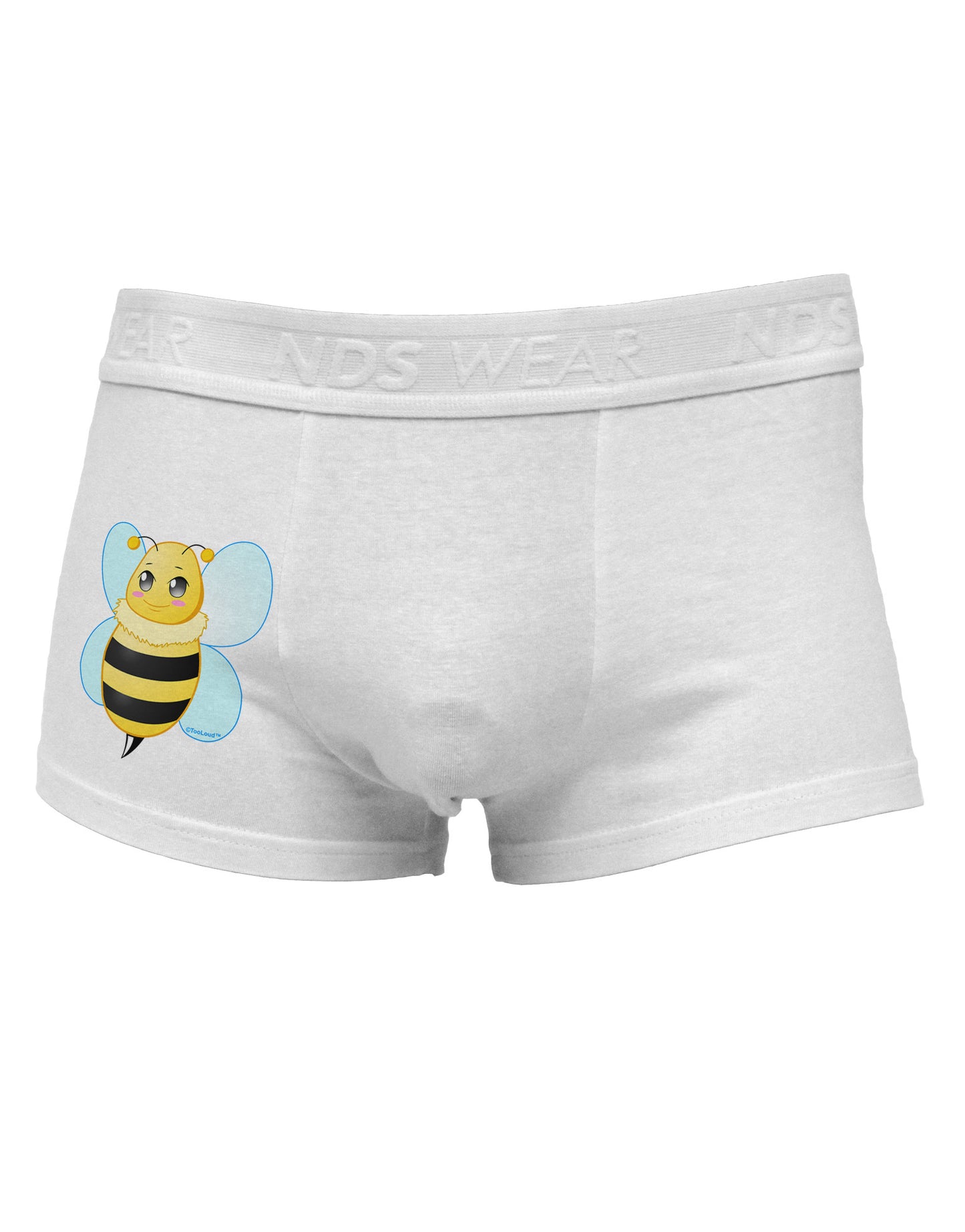 Cute Bee Side Printed Mens Trunk Underwear-Mens Trunk Underwear-NDS Wear-White-Small-Davson Sales