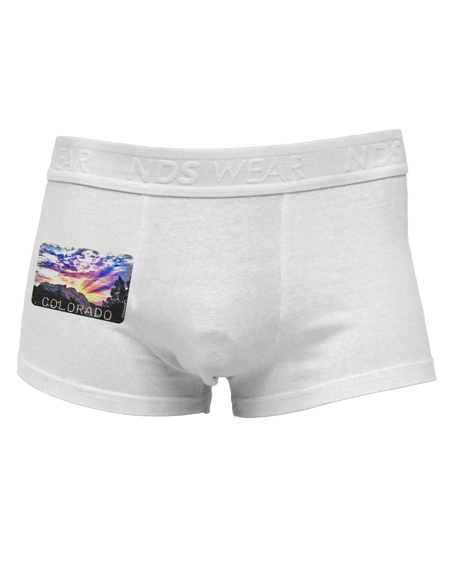 Colorado Rainbow Sunset Text Side Printed Mens Trunk Underwear-Mens Trunk Underwear-NDS Wear-White-Small-Davson Sales