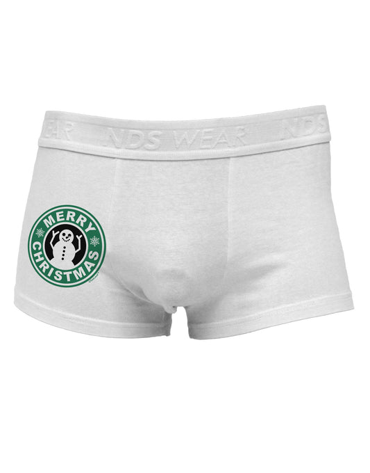 Merry Christmas Latte Logo Side Printed Mens Trunk Underwear-Mens Trunk Underwear-NDS Wear-White-Small-Davson Sales