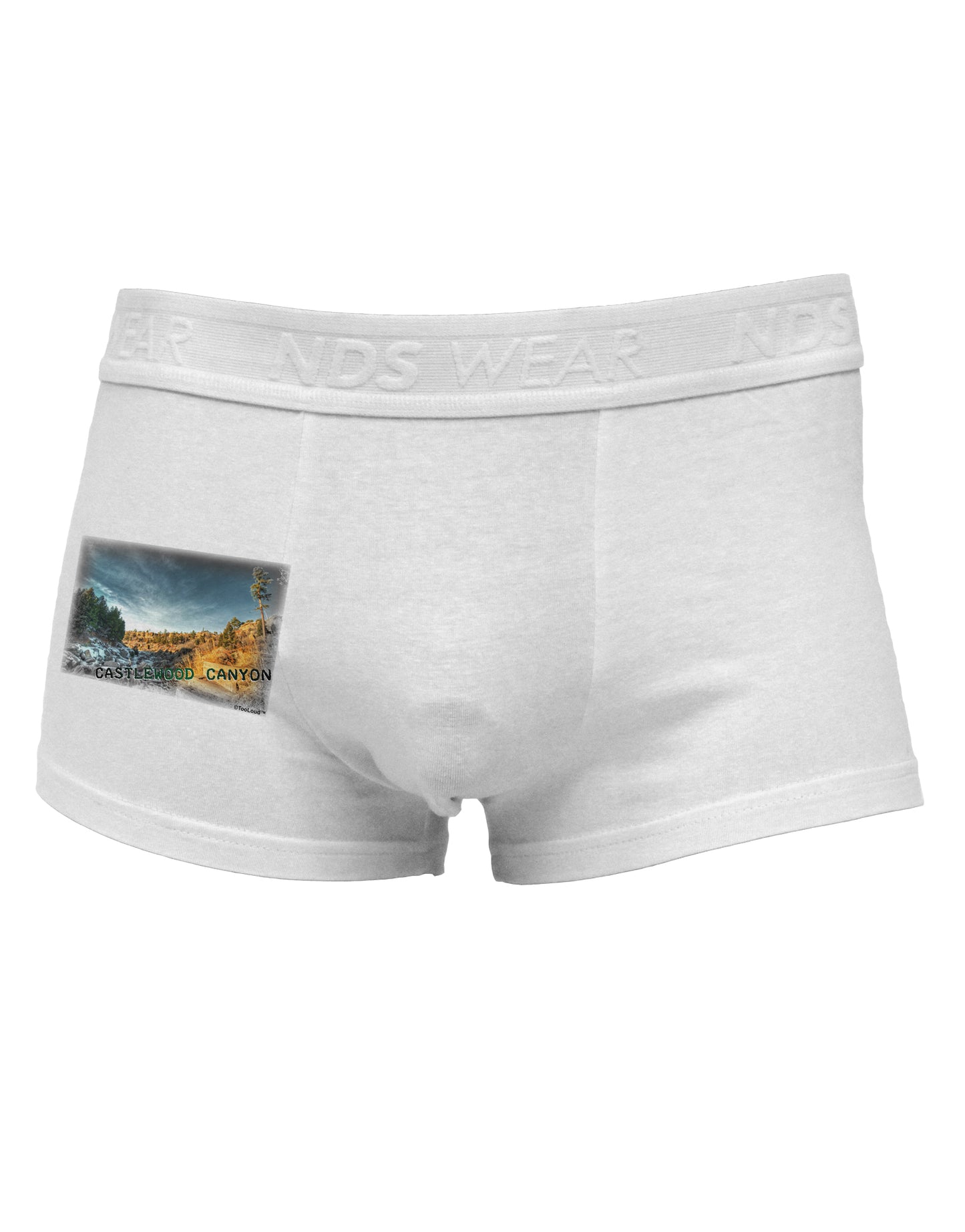 Castlewood Canyon Old Photo Side Printed Mens Trunk Underwear-Mens Trunk Underwear-NDS Wear-White-Small-Davson Sales