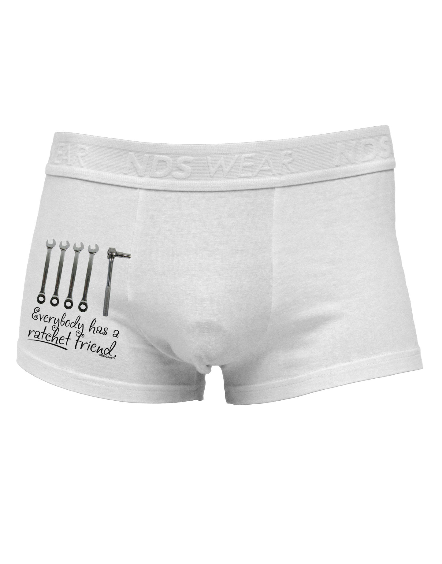 Ratchet Friend Side Printed Mens Trunk Underwear-Mens Trunk Underwear-NDS Wear-White-Small-Davson Sales