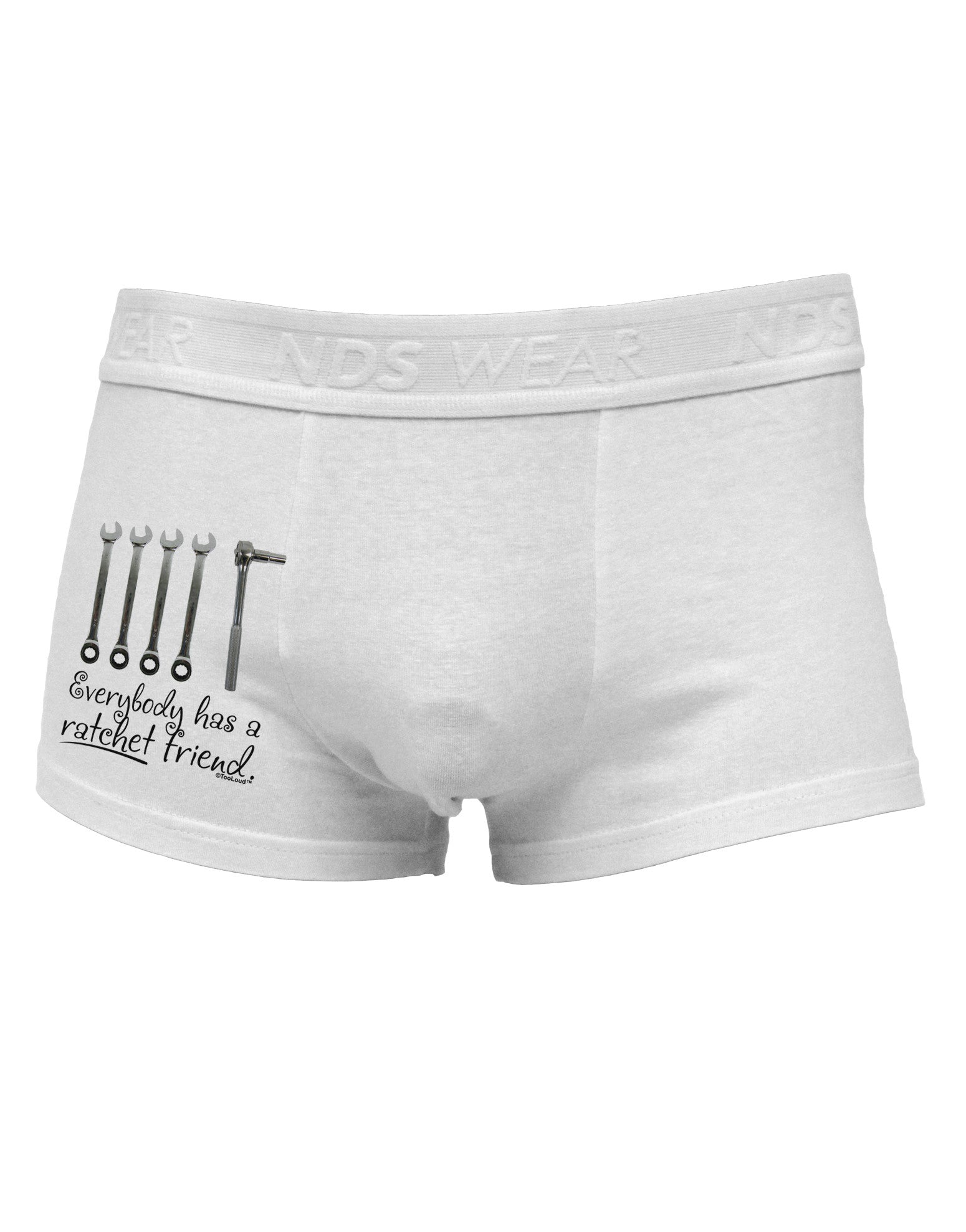 Ratchet Friend Side Printed Mens Trunk Underwear-Mens Trunk Underwear-NDS Wear-White-Small-Davson Sales
