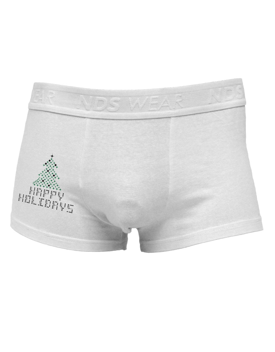 Happy Holidays Sparkles Side Printed Mens Trunk Underwear-Mens Trunk Underwear-NDS Wear-White-Small-Davson Sales