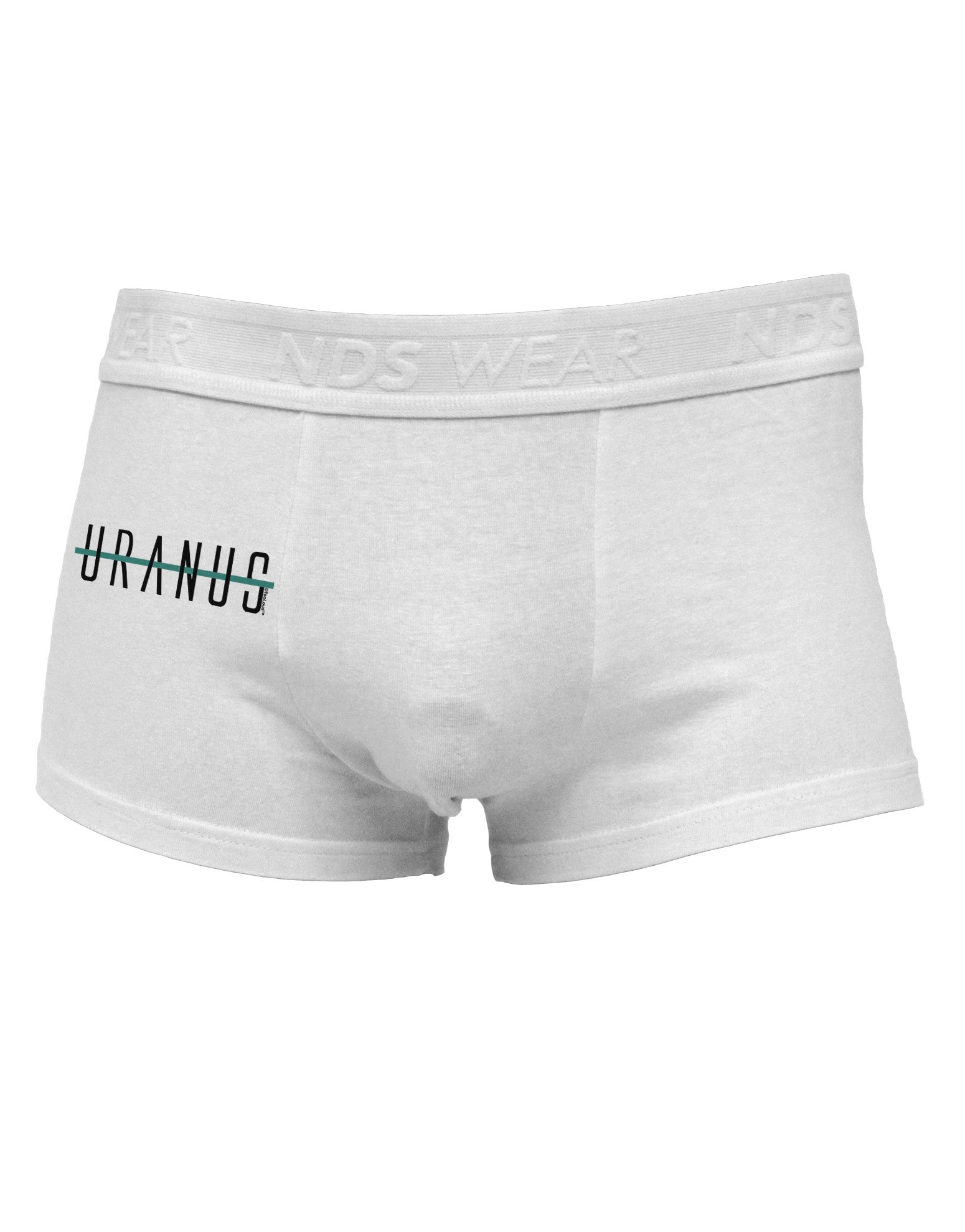 Planet Uranus Text Only Side Printed Mens Trunk Underwear-Mens Trunk Underwear-NDS Wear-White-Small-Davson Sales