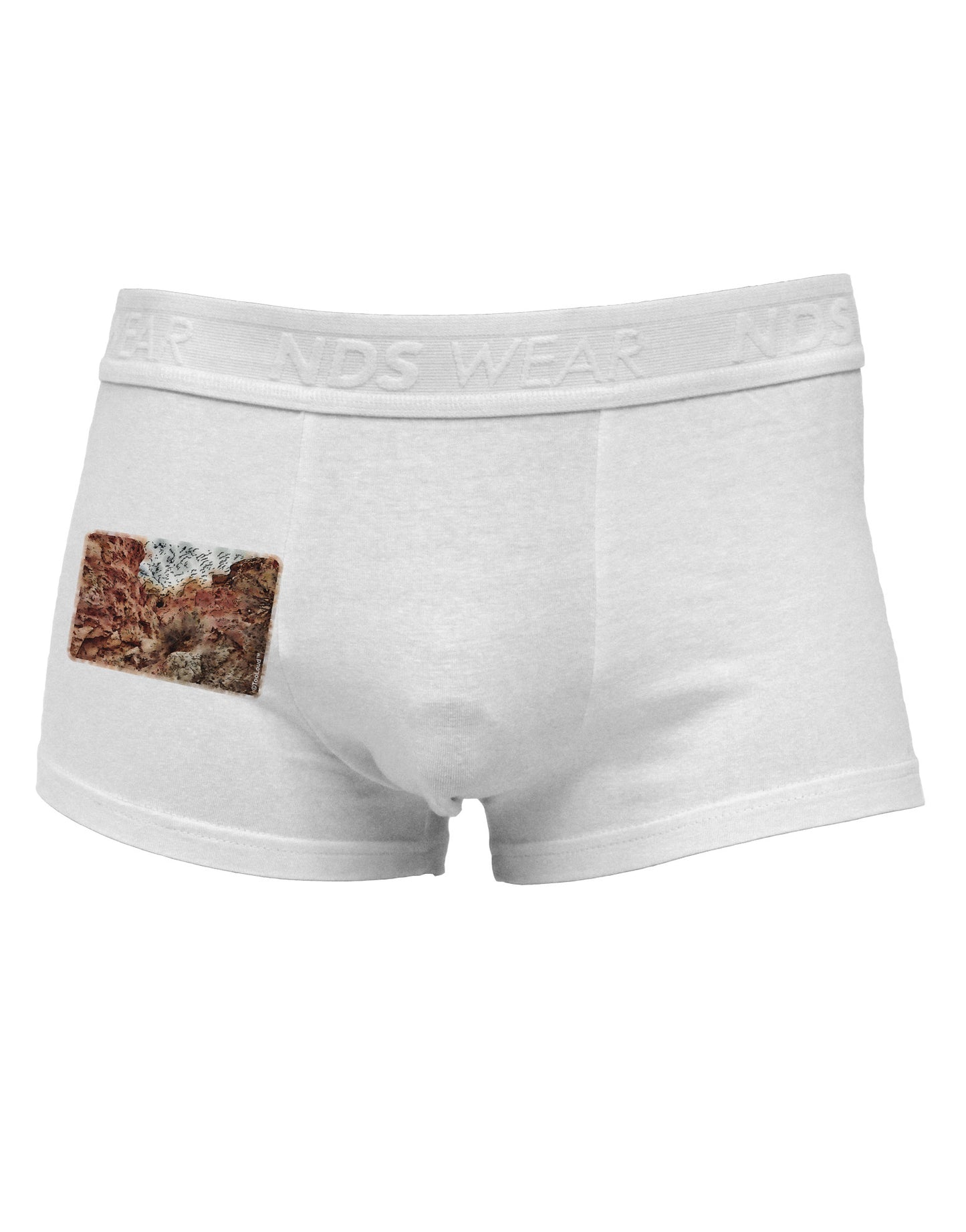 Colorado Painted Rocks Watercolor Side Printed Mens Trunk Underwear-Mens Trunk Underwear-NDS Wear-White-Small-Davson Sales