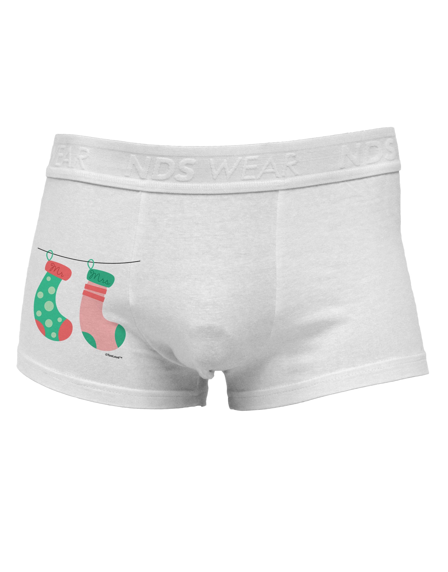 Cute Mr and Mrs Christmas Couple Stockings Side Printed Mens Trunk Underwear by TooLoud-Mens Trunk Underwear-NDS Wear-White-Small-Davson Sales