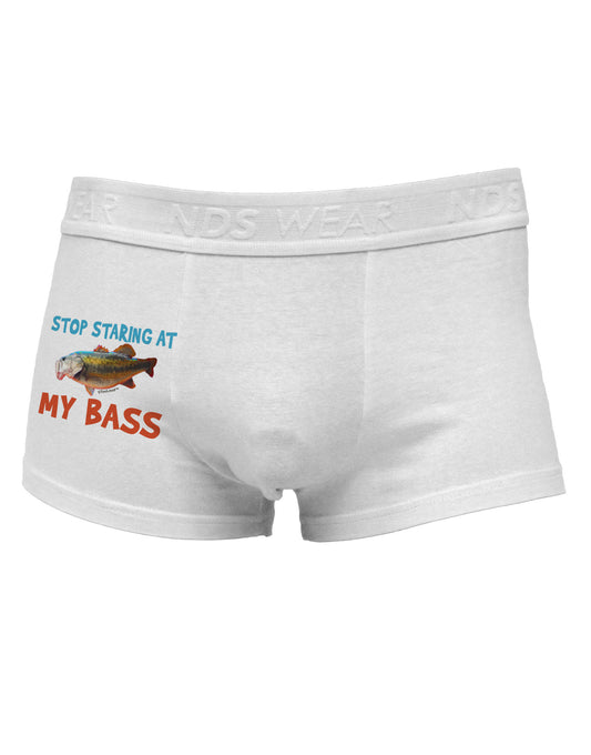 Stop Staring At My Bass Side Printed Mens Trunk Underwear-Mens Trunk Underwear-NDS Wear-White-Small-Davson Sales