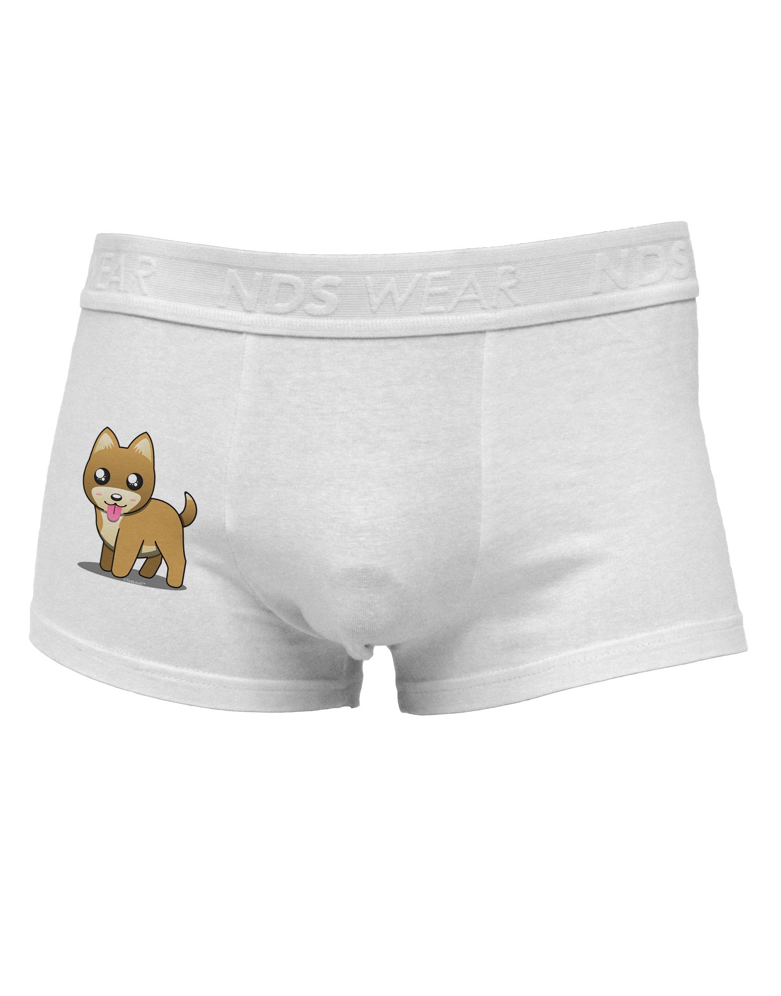 Kawaii Standing Puppy Side Printed Mens Trunk Underwear-Mens Trunk Underwear-NDS Wear-White-Small-Davson Sales