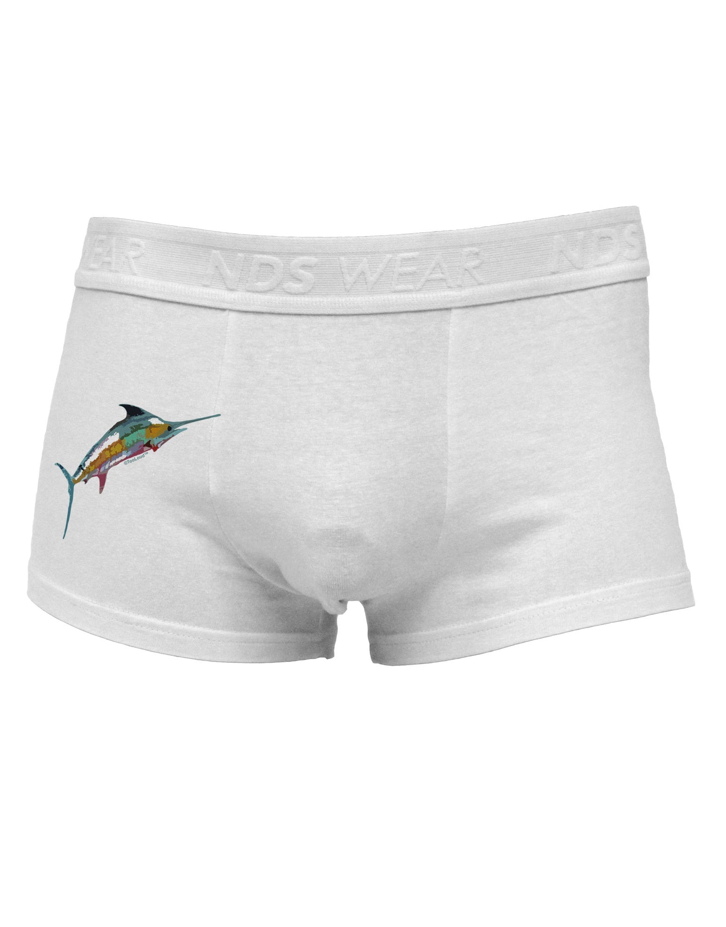 Colorful Vector Swordfish Side Printed Mens Trunk Underwear-Mens Trunk Underwear-NDS Wear-White-Small-Davson Sales
