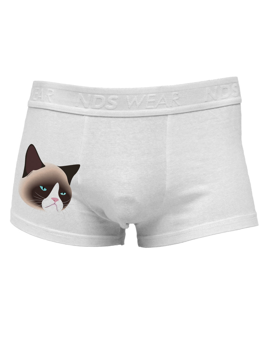 Cute Disgruntled Siamese Cat Side Printed Mens Trunk Underwear-Mens Trunk Underwear-NDS Wear-White-Small-Davson Sales