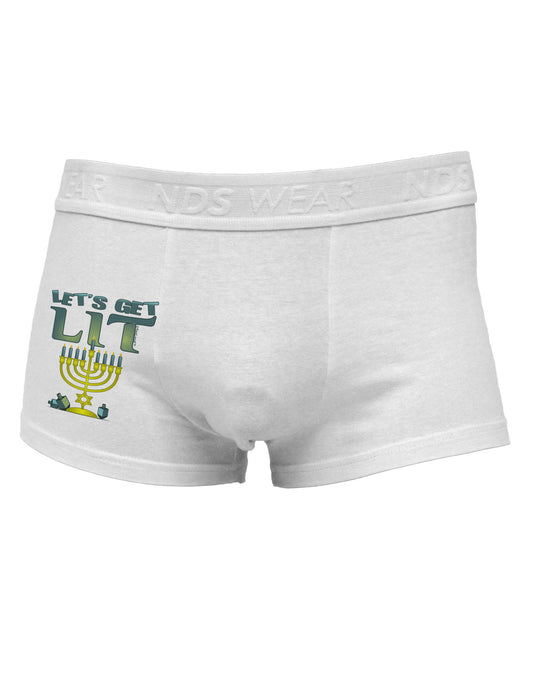 Let's Get Lit Menorah Side Printed Mens Trunk Underwear-Mens Trunk Underwear-NDS Wear-White-Small-Davson Sales