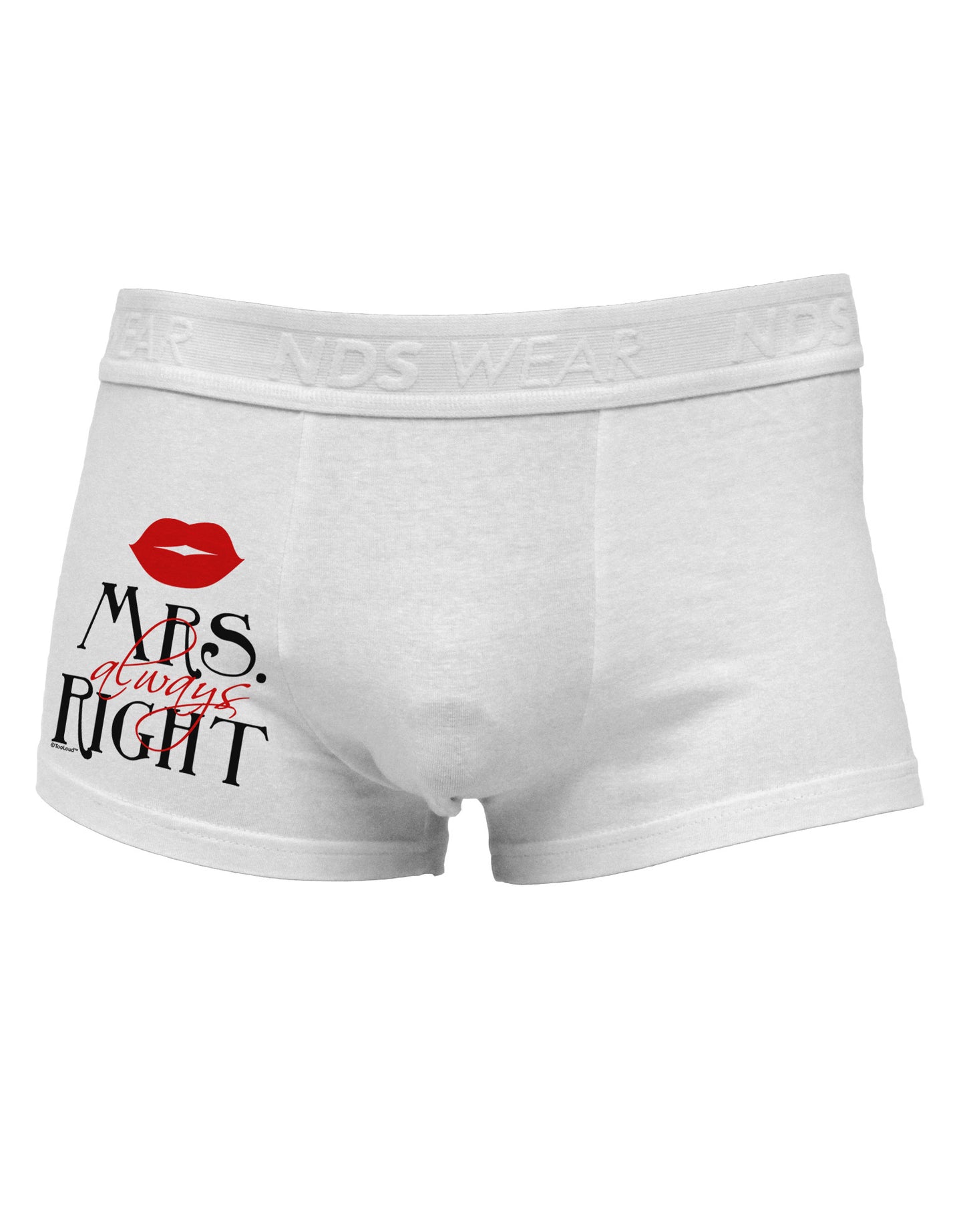 Matching Husband and Wife Designs - Mrs Always Right Side Printed Mens Trunk Underwear-Mens Trunk Underwear-NDS Wear-White-Small-Davson Sales