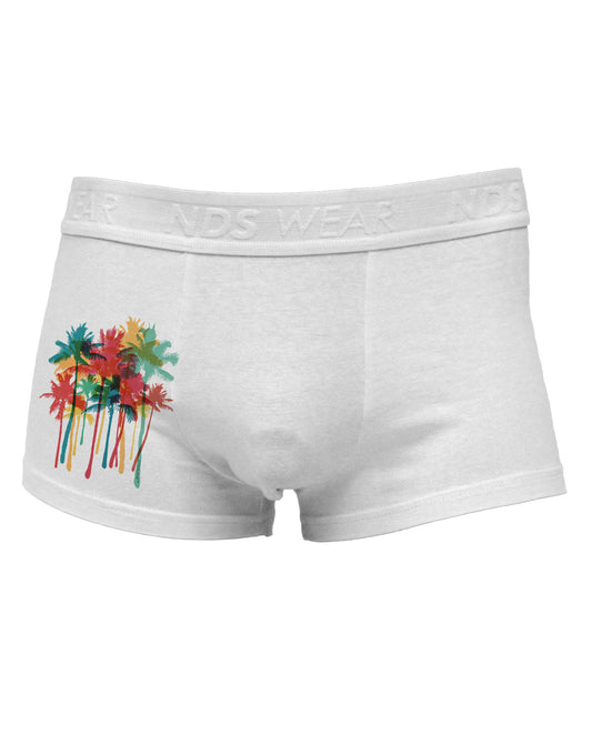 Paint Splash Palm Trees Side Printed Mens Trunk Underwear-Mens Trunk Underwear-NDS Wear-White-Small-Davson Sales