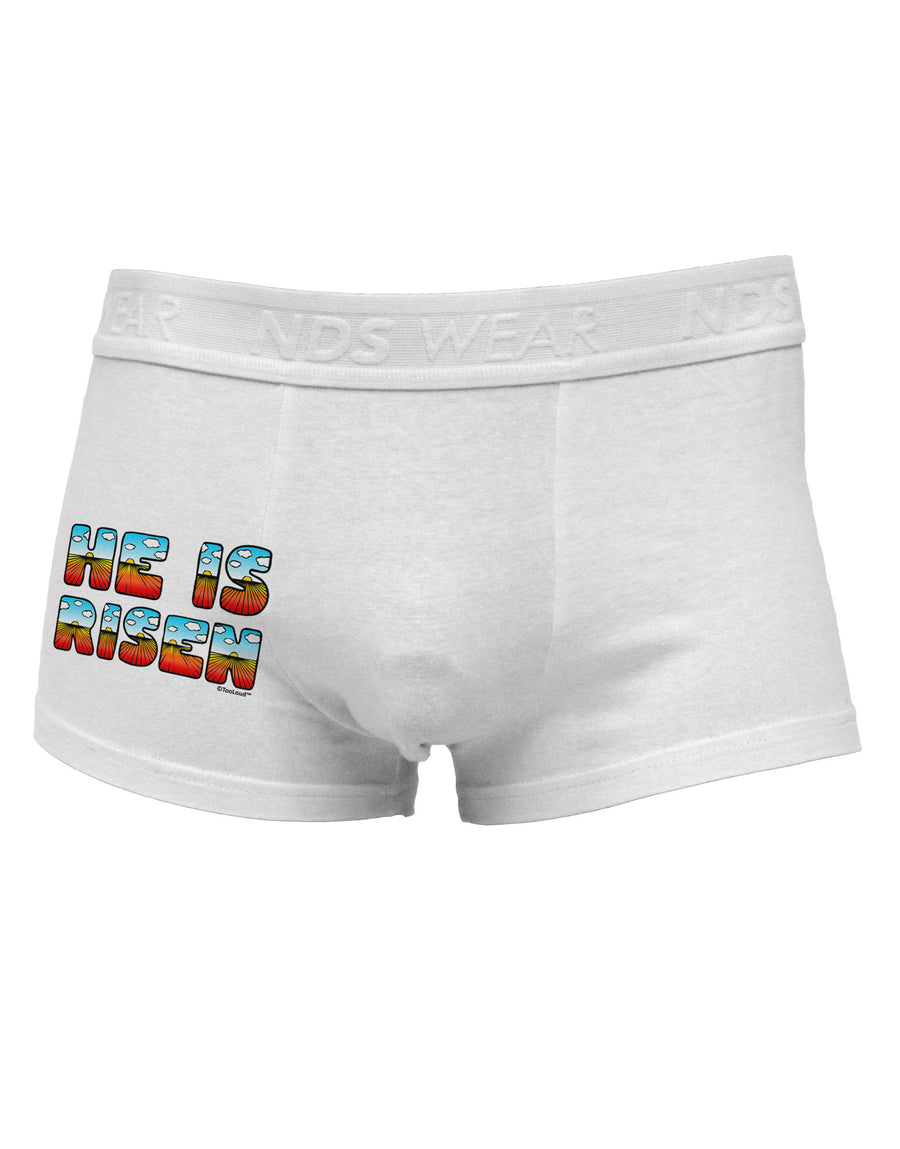 He Is Risen - Easter - Sunrise Letters Side Printed Mens Trunk Underwear-Mens Trunk Underwear-NDS Wear-White-Small-Davson Sales