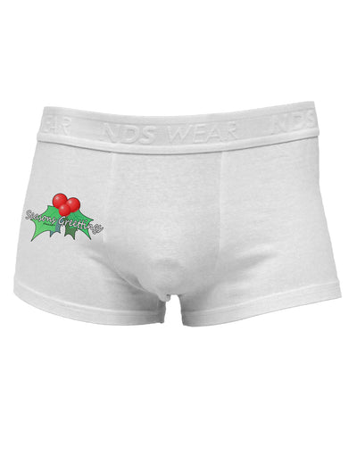 Holly Seasons Greetings Text Side Printed Mens Trunk Underwear by TooLoud-Mens Trunk Underwear-NDS Wear-White-Small-Davson Sales