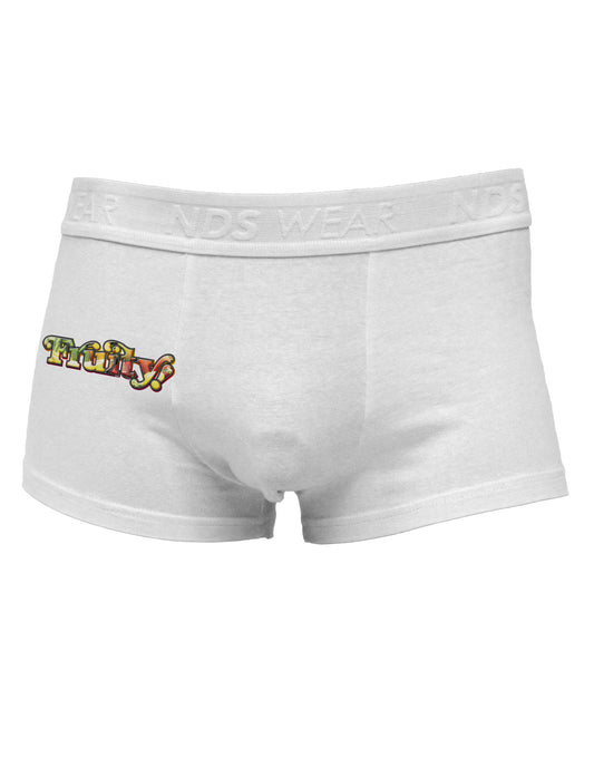 Fruity Text Side Printed Mens Trunk Underwear-Mens Trunk Underwear-NDS Wear-White-Small-Davson Sales