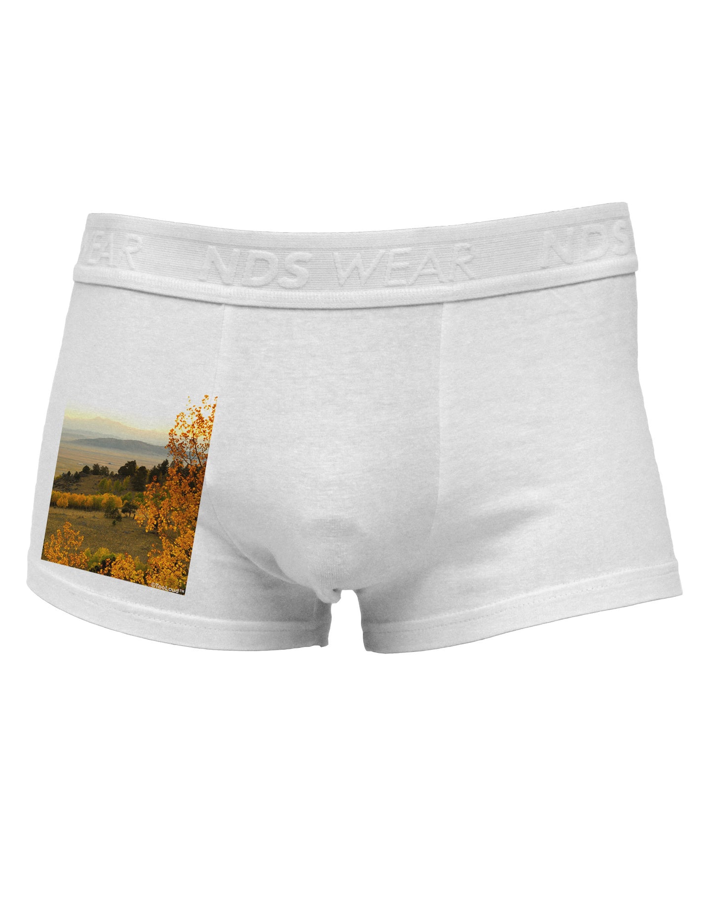 Nature Photography - Gentle Sunrise Side Printed Mens Trunk Underwear by NDS Wear-Mens Trunk Underwear-NDS Wear-White-Small-Davson Sales