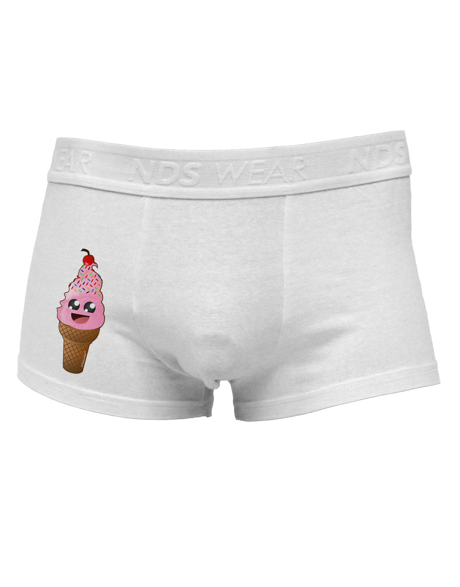 Cute Ice Cream Cone Side Printed Mens Trunk Underwear-Mens Trunk Underwear-NDS Wear-White-Small-Davson Sales