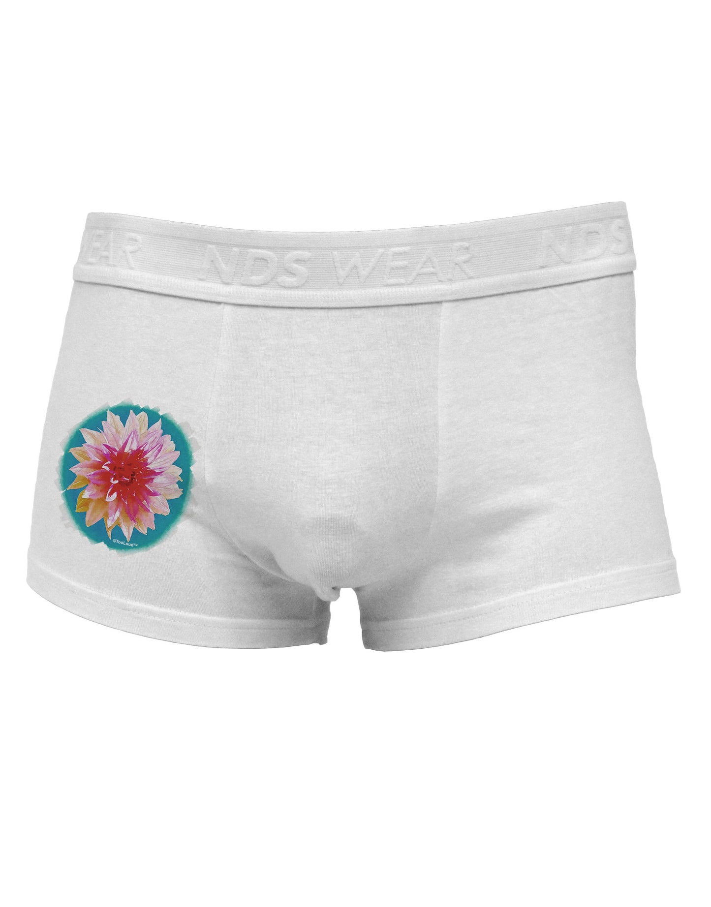 Watercolor Flower Side Printed Mens Trunk Underwear-Mens Trunk Underwear-NDS Wear-White-Small-Davson Sales