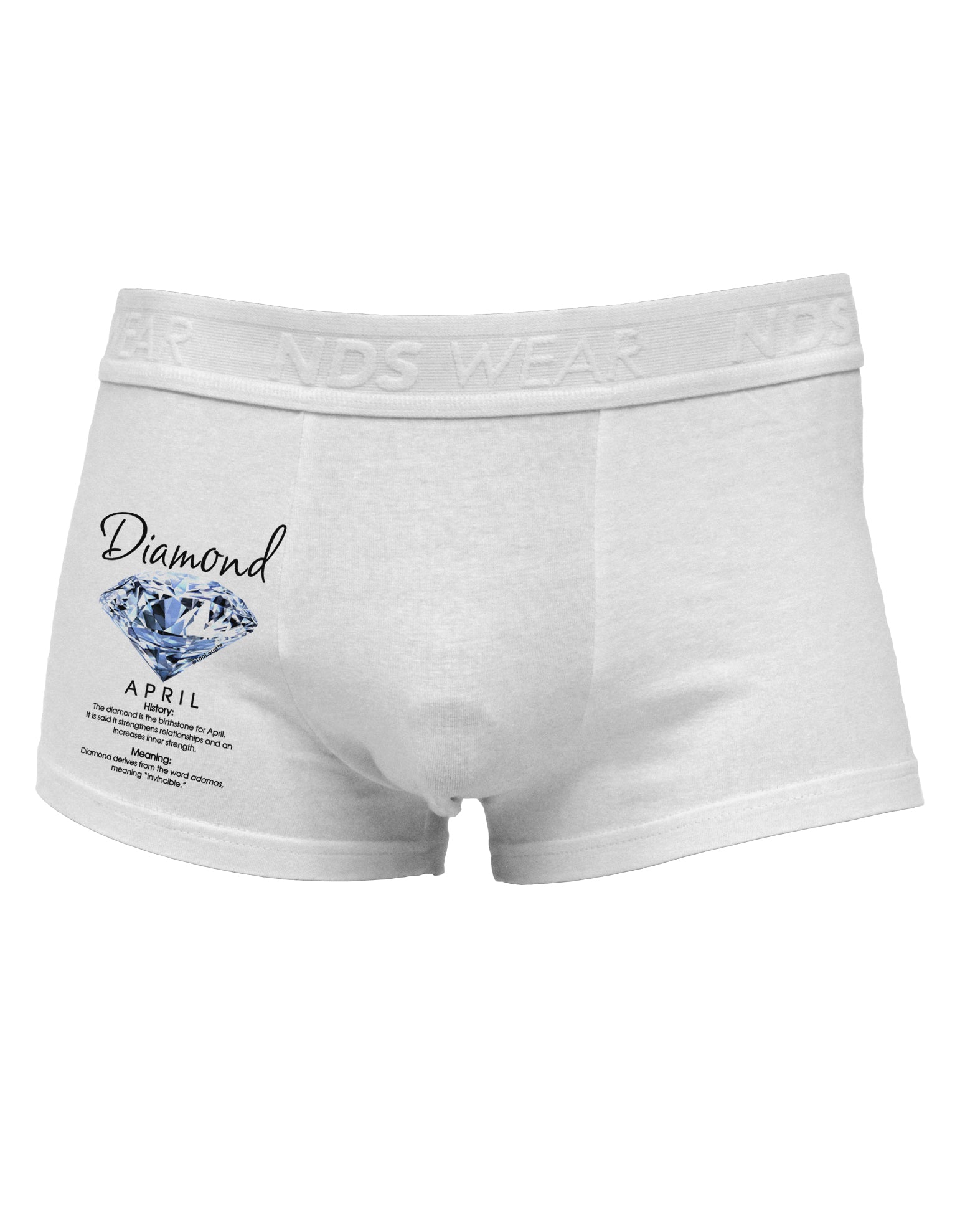 Birthstone Diamond Side Printed Mens Trunk Underwear-Mens Trunk Underwear-NDS Wear-White-Small-Davson Sales