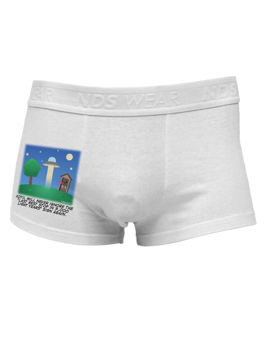 UFO Stopping At an Out-house Text Side Printed Mens Trunk Underwear by TooLoud-Mens Trunk Underwear-NDS Wear-White-Small-Davson Sales