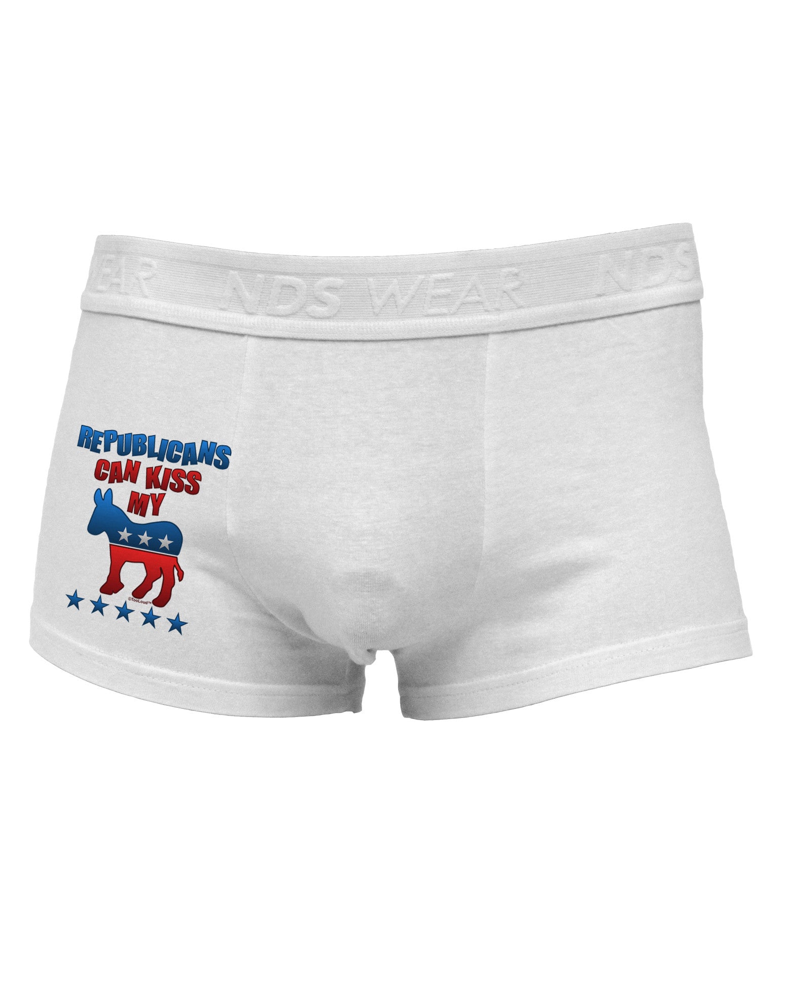 Republicans Can Kiss My - Democrat Side Printed Mens Trunk Underwear-Mens Trunk Underwear-NDS Wear-White-Small-Davson Sales