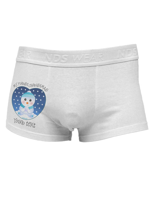 Personalized My First Christmas Snowbaby Blue Side Printed Mens Trunk Underwear-Mens Trunk Underwear-NDS Wear-White-Small-Davson Sales