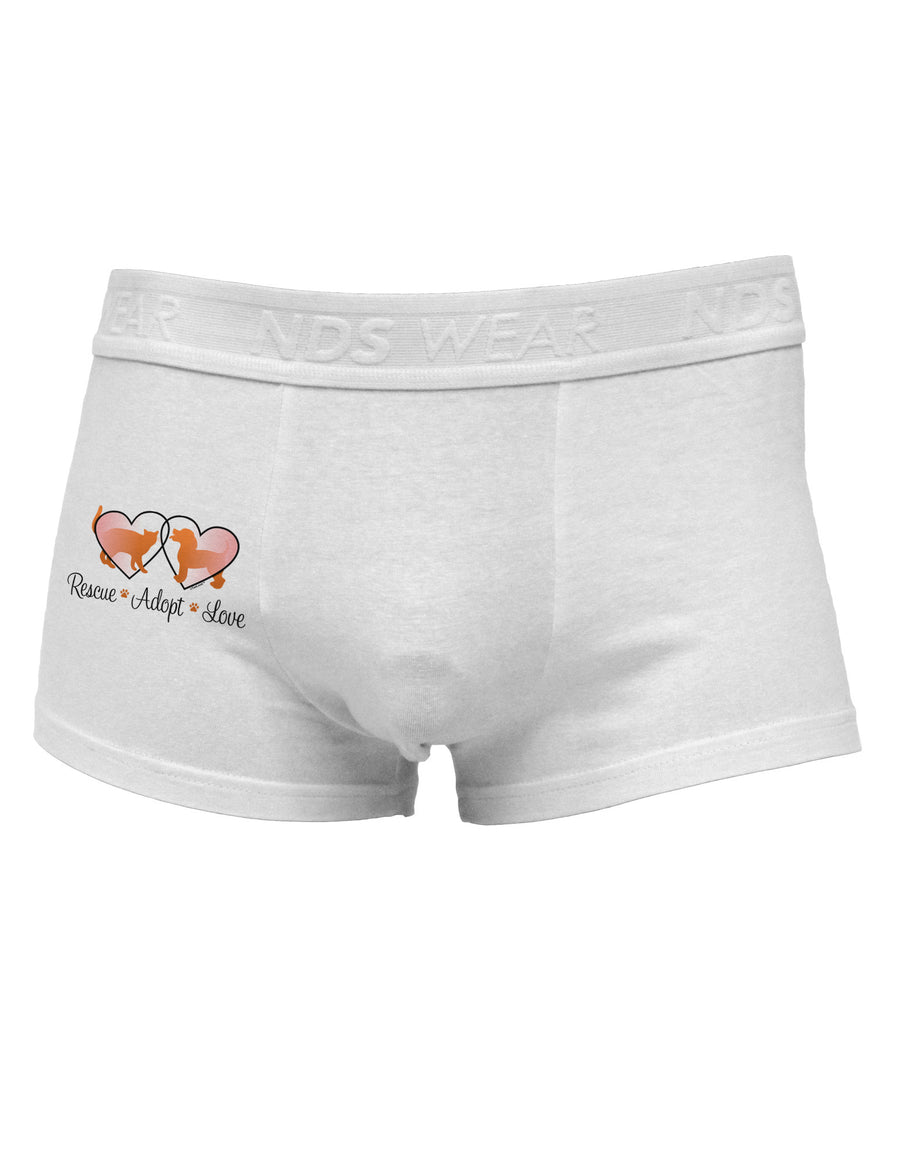 Rescue Adopt Love Side Printed Mens Trunk Underwear-Mens Trunk Underwear-NDS Wear-White-Small-Davson Sales