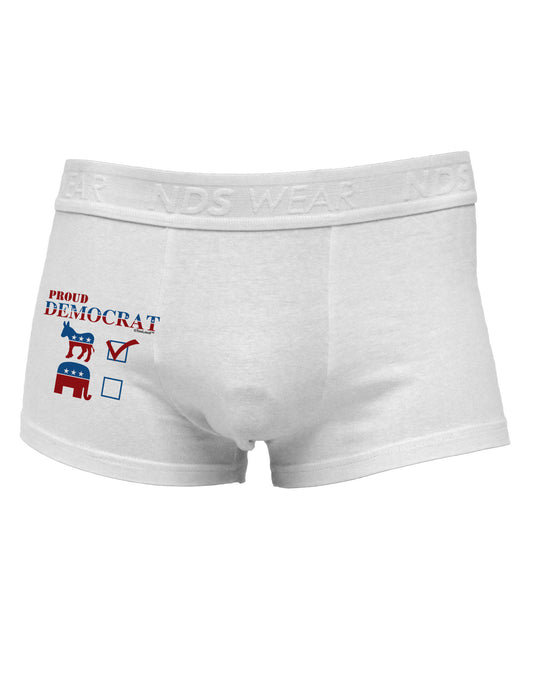 Proud Democrat Checkmark Side Printed Mens Trunk Underwear-Mens Trunk Underwear-NDS Wear-White-Small-Davson Sales