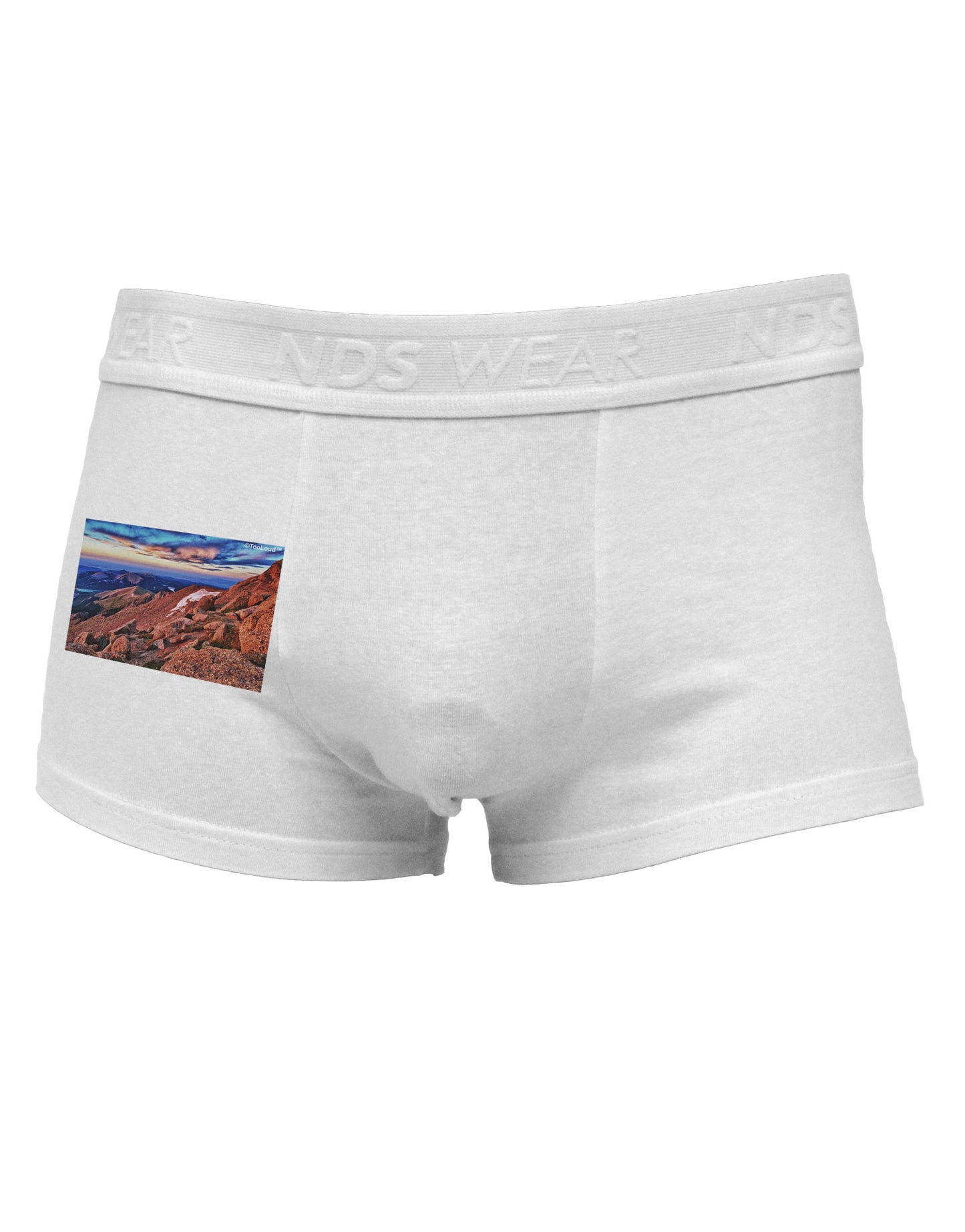 Colorado Mtn Sunset Side Printed Mens Trunk Underwear-Mens Trunk Underwear-NDS Wear-White-Small-Davson Sales