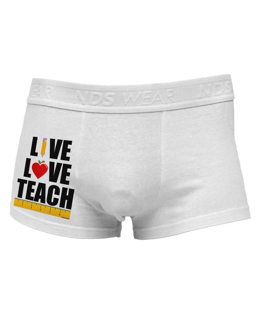 Live Love Teach Side Printed Mens Trunk Underwear-Mens Trunk Underwear-NDS Wear-White-Small-Davson Sales