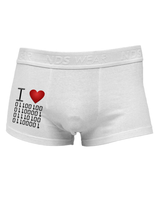 I Heart Binary Data Side Printed Mens Trunk Underwear-Mens Trunk Underwear-NDS Wear-White-Small-Davson Sales