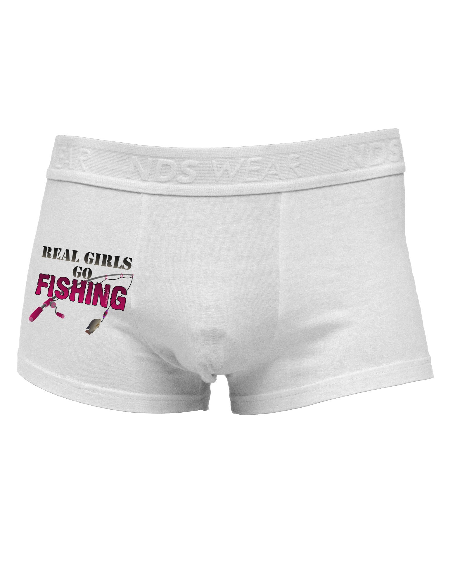Real Girls Go Fishing Side Printed Mens Trunk Underwear-Mens Trunk Underwear-NDS Wear-White-Small-Davson Sales
