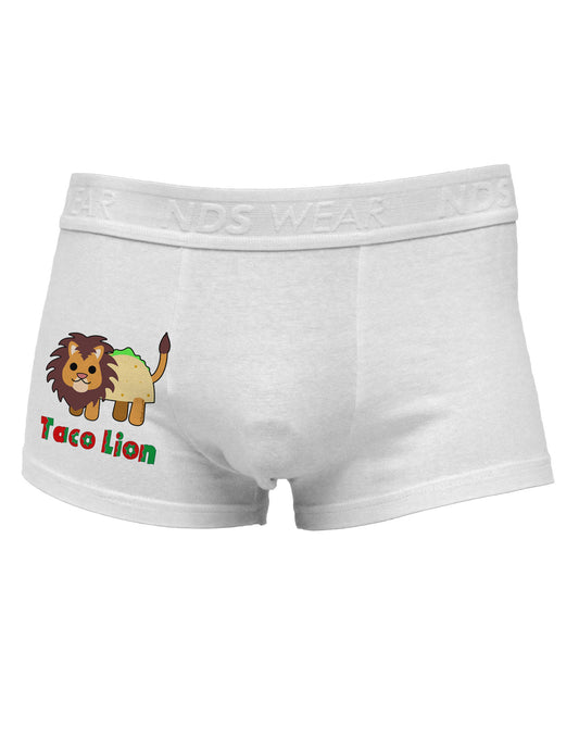 Cute Taco Lion Text Side Printed Mens Trunk Underwear-Mens Trunk Underwear-NDS Wear-White-Small-Davson Sales