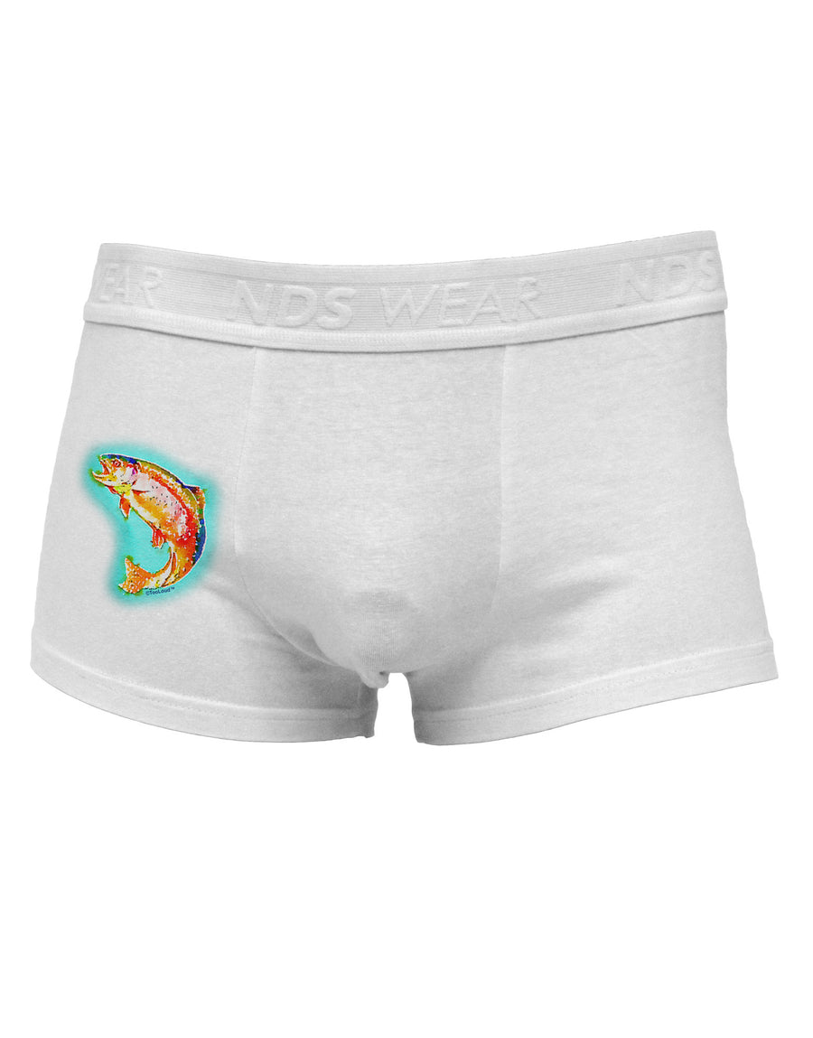 Rainbow Trout WaterColor Side Printed Mens Trunk Underwear-Mens Trunk Underwear-NDS Wear-White-Small-Davson Sales