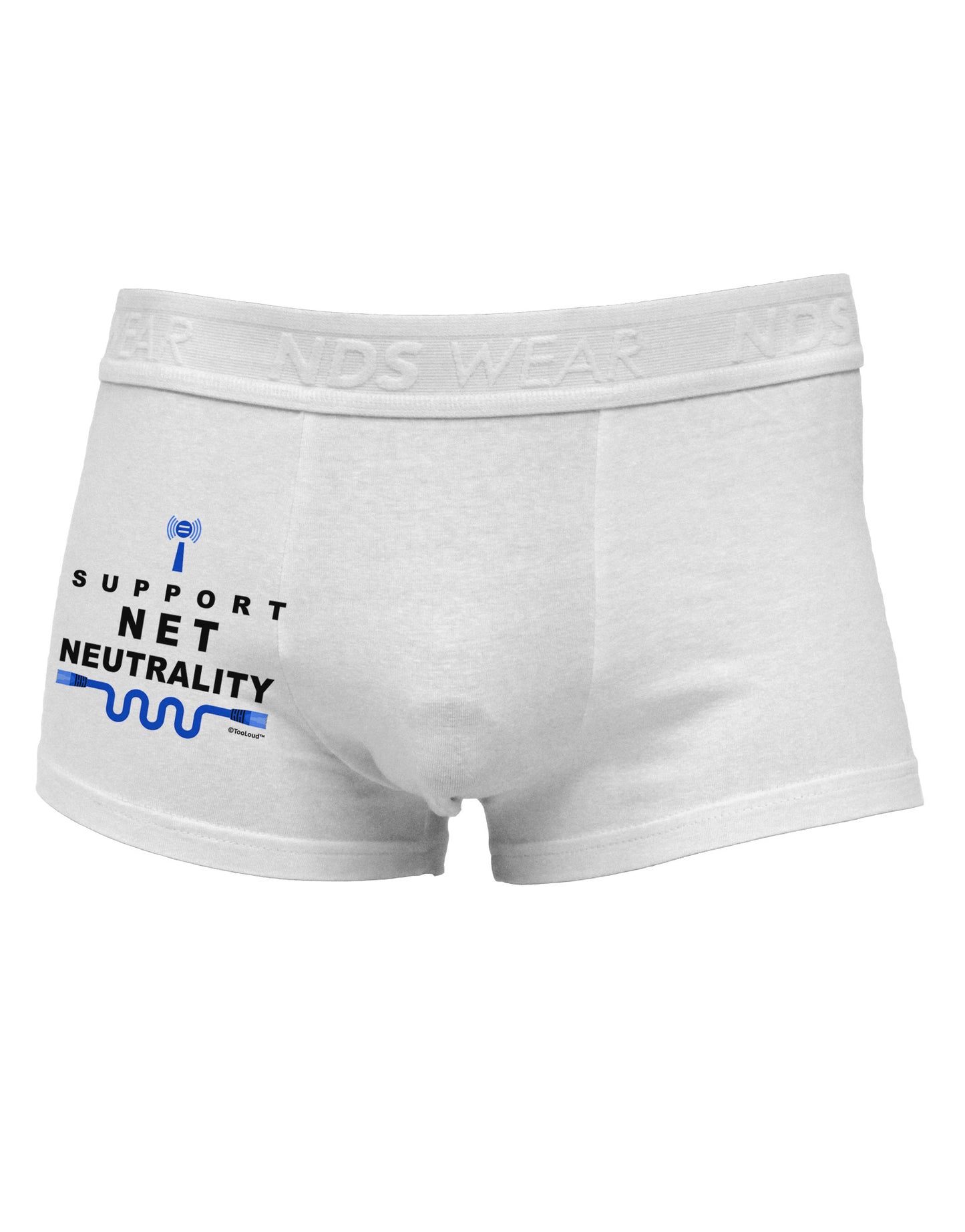 i Support Net Neutrality Side Printed Mens Trunk Underwear-Mens Trunk Underwear-NDS Wear-White-Small-Davson Sales