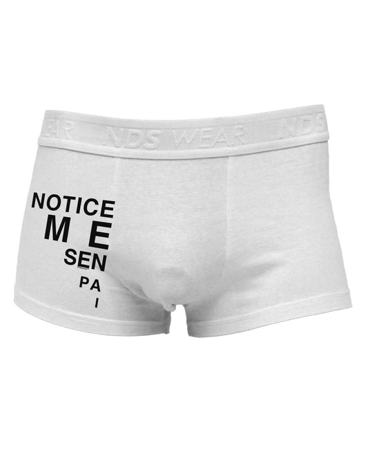 Notice Me Senpai Triangle Text Side Printed Mens Trunk Underwear-Mens Trunk Underwear-NDS Wear-White-Small-Davson Sales