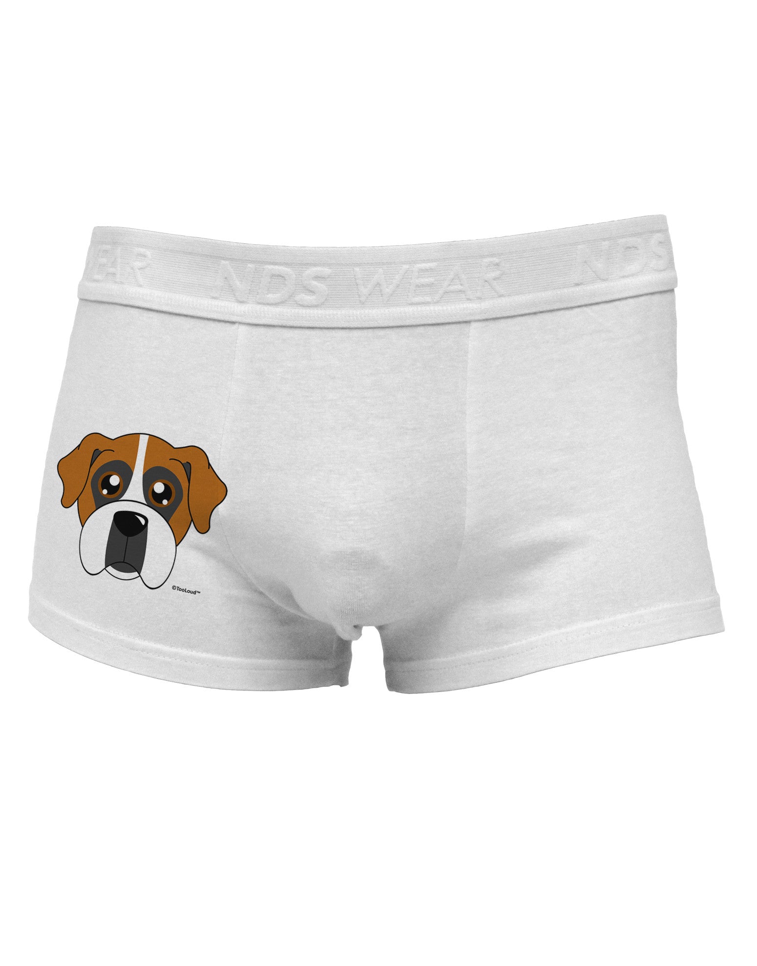 Cute Boxer Dog Side Printed Mens Trunk Underwear-Mens Trunk Underwear-NDS Wear-White-Small-Davson Sales