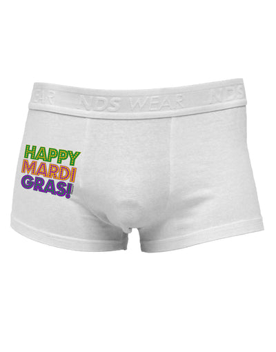 Happy Mardi Gras Text Side Printed Mens Trunk Underwear by TooLoud-Mens Trunk Underwear-NDS Wear-White-Small-Davson Sales