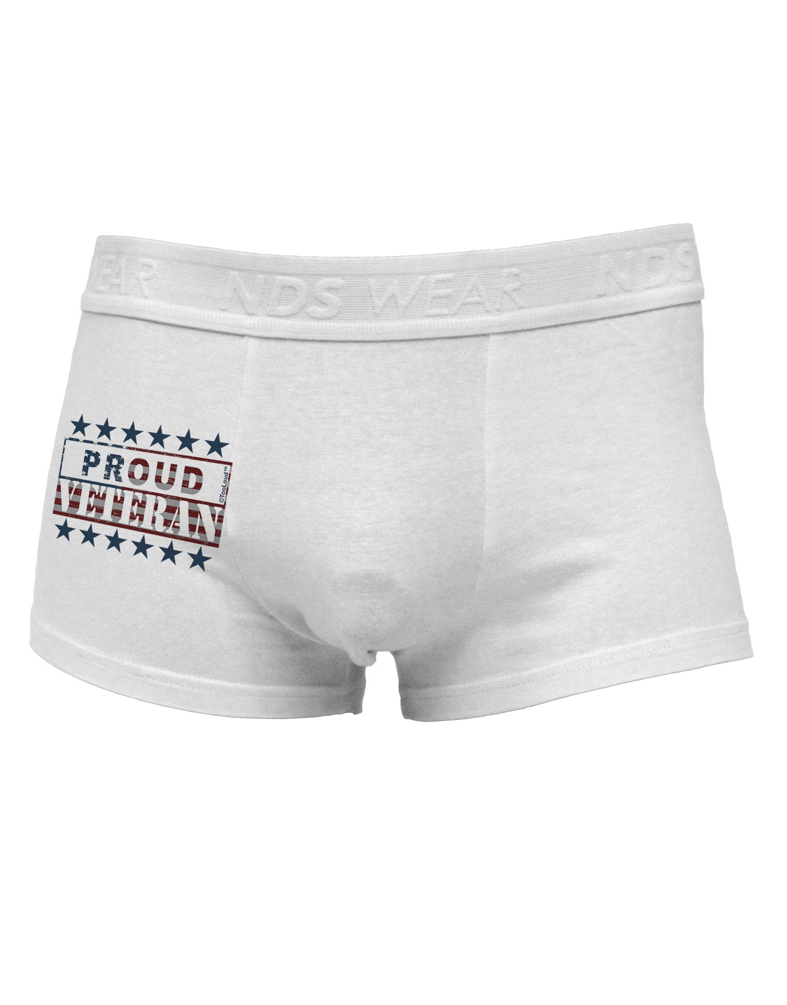 Proud Veteran Flag Side Printed Mens Trunk Underwear-Mens Trunk Underwear-NDS Wear-White-Small-Davson Sales