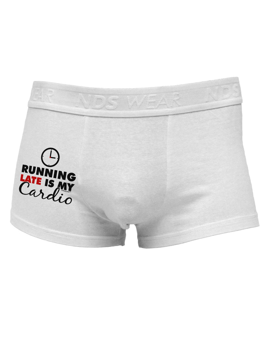 Running Late Is My Cardio Side Printed Mens Trunk Underwear-Mens Trunk Underwear-NDS Wear-White-Small-Davson Sales